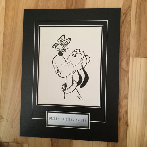 Disney Goofy with Butterfly rare original sketch 1980s