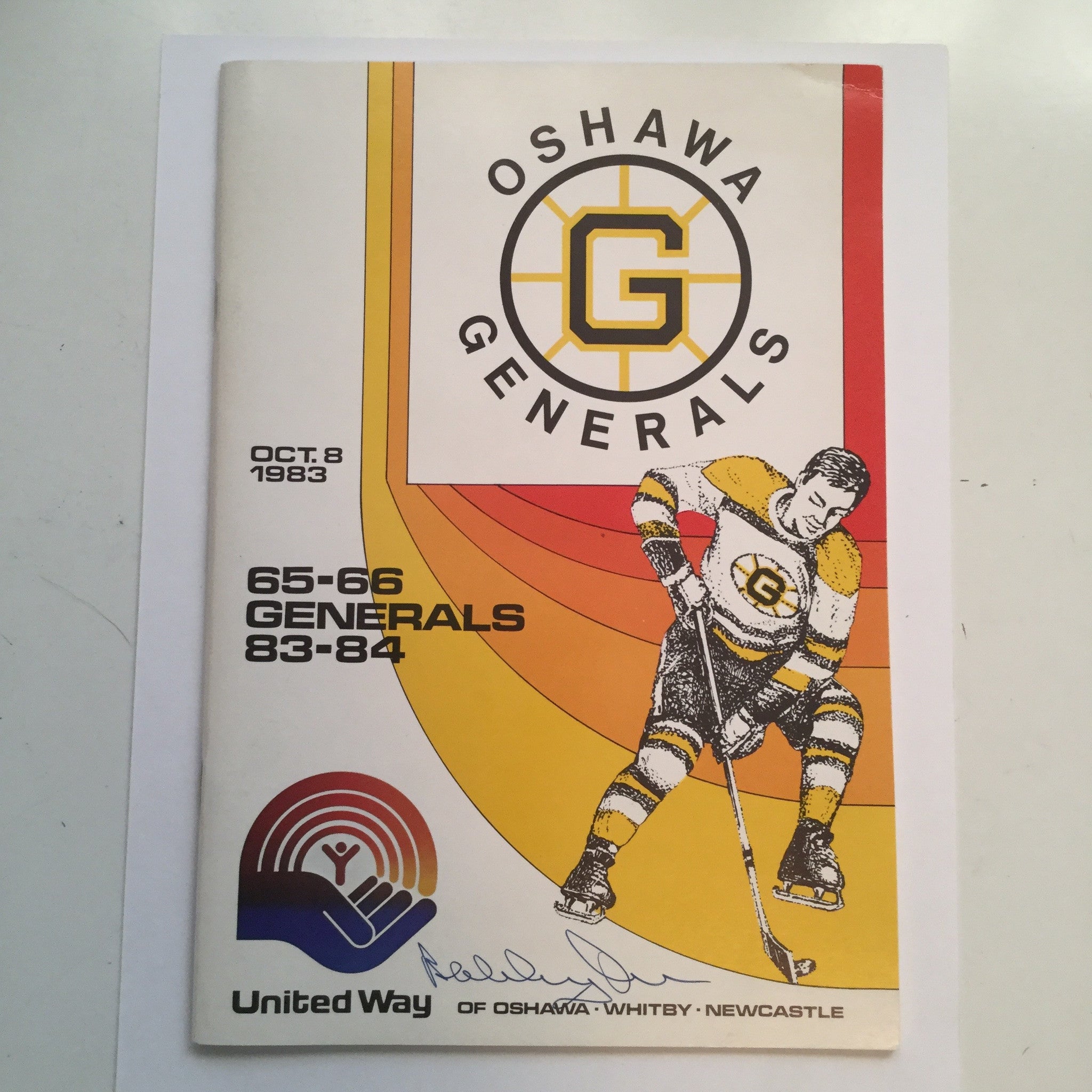 Bobby Orr signed Oshawa Generals hockey program 1983