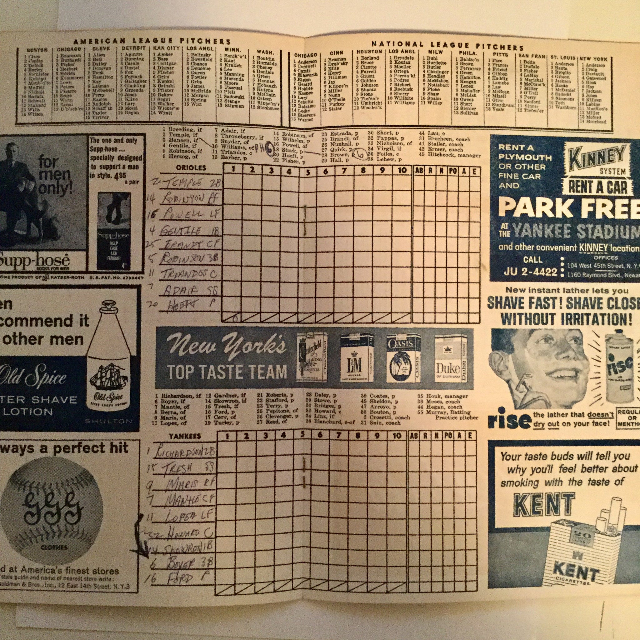 Baseball Yankees rare program 1962