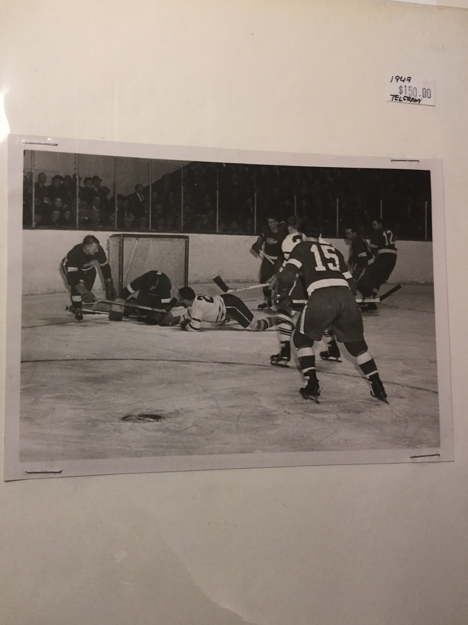 Toronto Maple Leafs hockey rare telegram original press photo 1949