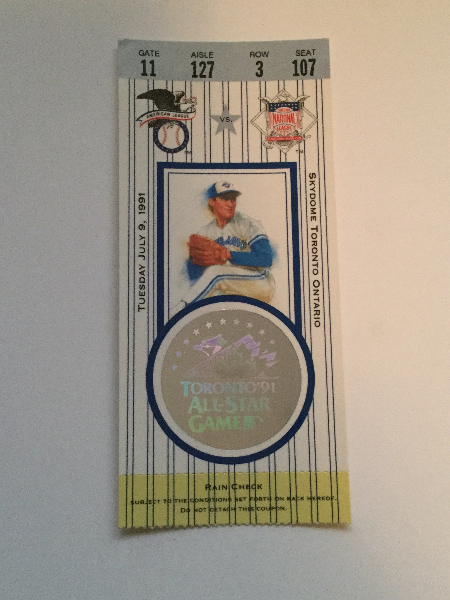 Blue Jays All Star baseball game ticket 1991