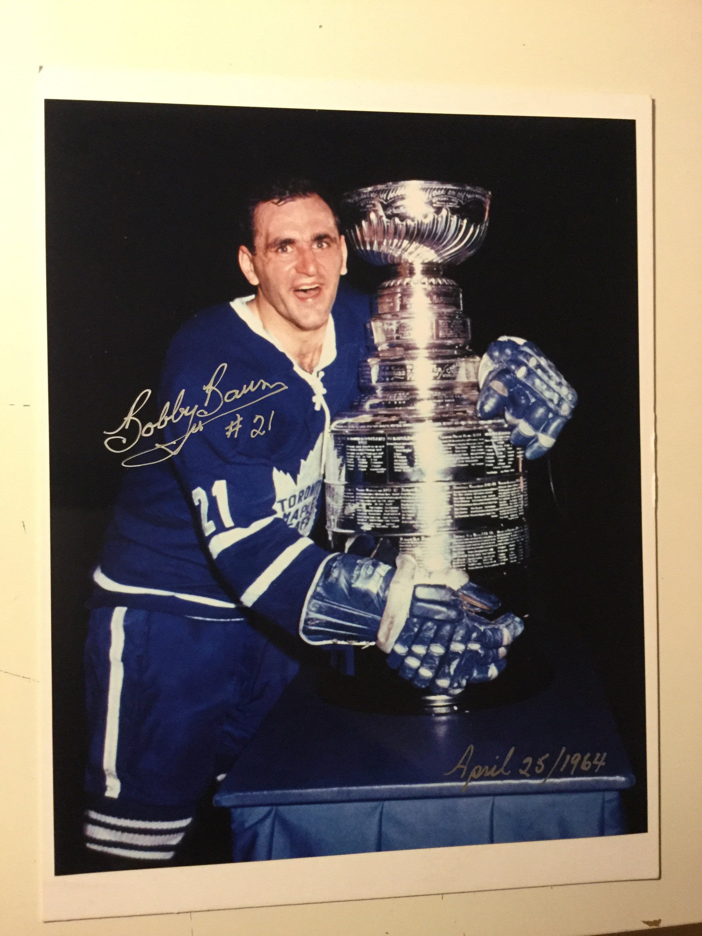 Bobby Baun Leafs hockey Stanley Cup signed photo w/COA