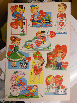 Valentines 3 pages of rare Valentines cards 1950s