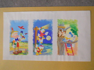 Disney rare original painted sketch art 10x17 1980s