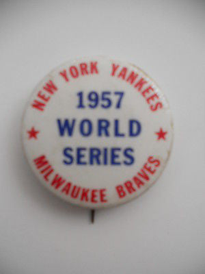 New York Yankees World Series rare baseball press pin 1957
