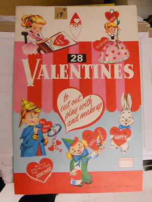 Valentines 3 pages of rare Valentines cards 1950s