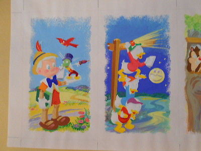 Disney rare original painted sketch art 10x17 1980s