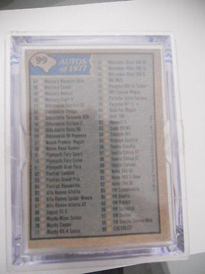 Autos of 1977 card set plus wrapper 1977