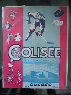 Jean Beliveau Junior A rare Hockey program 1952-53