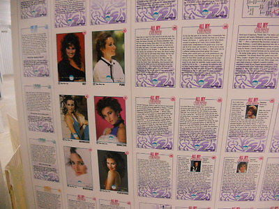 All My Children cards rare uncut card sheet Starpics 1991