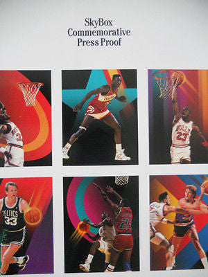 NBA Basketball rare Skybox first issued press proof paper sheet 1990