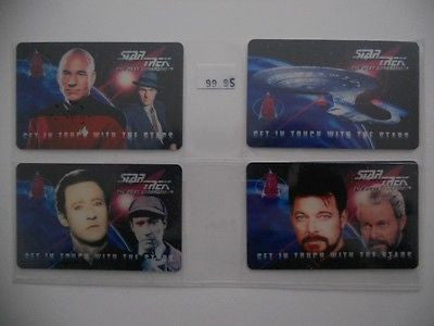 Star Trek Next Generation four cards phone card set 1990