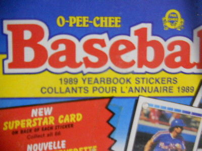 OPC Canadian baseball Yearbook stickers cards box 1989