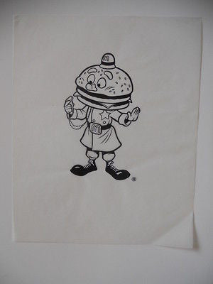 McDonalds Hambugular rare vintage original sketch art 9x12 from 1980s