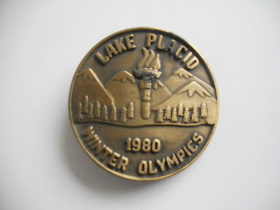 Olympics rare Lake Placid metal belt buckle 1980