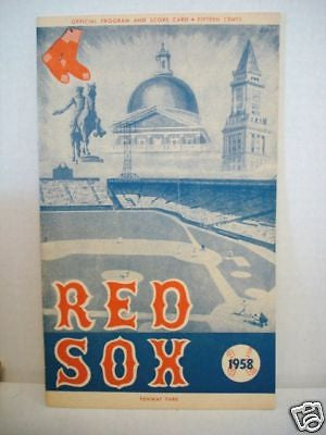 Boston Red Sox baseball program 1958