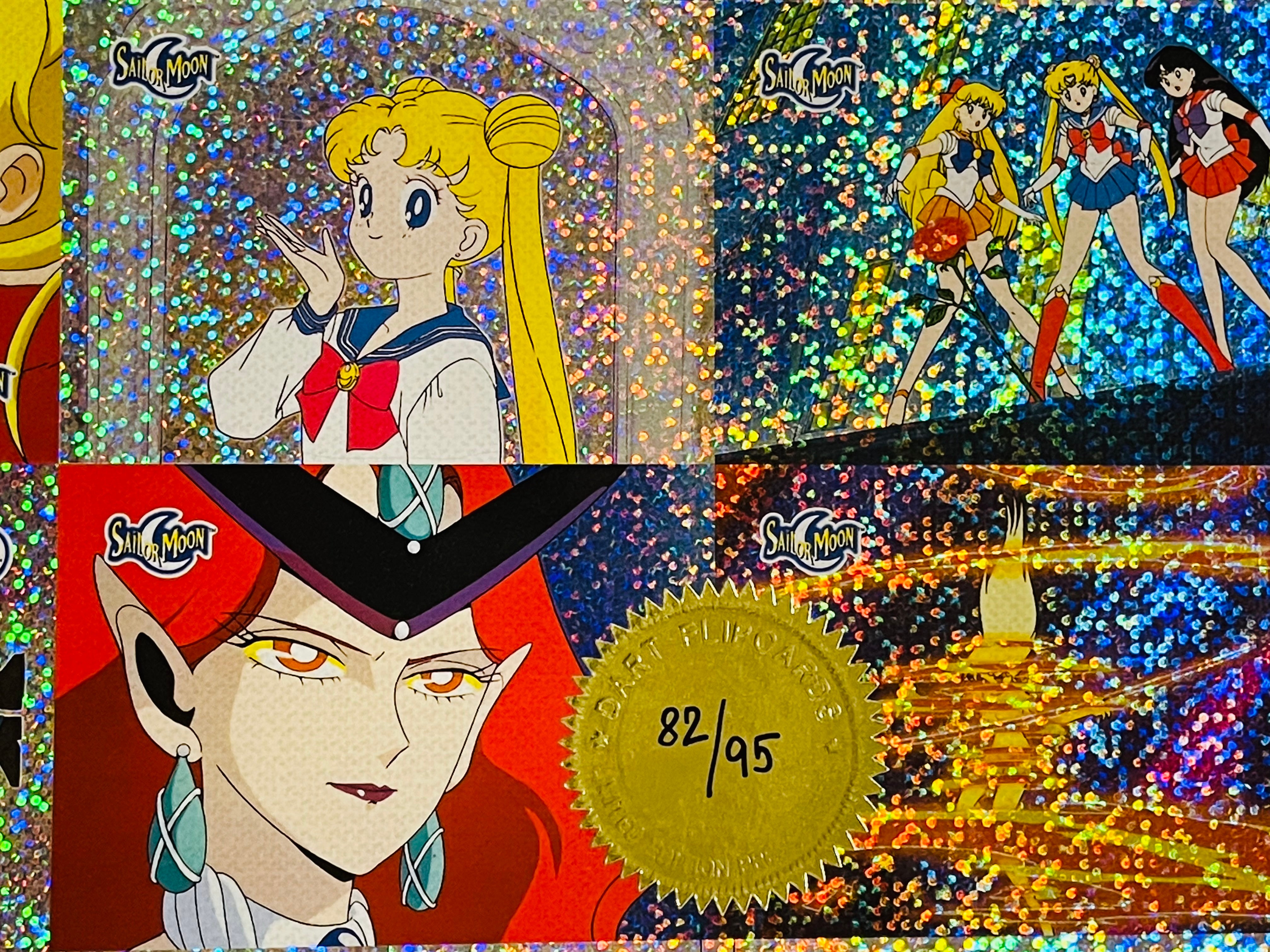 Sailor Moon anime rare foil uncut cards sheet 56/95 from 1990 Sailor Moon anime rare foil uncut cards sheet 56/95 from 1990