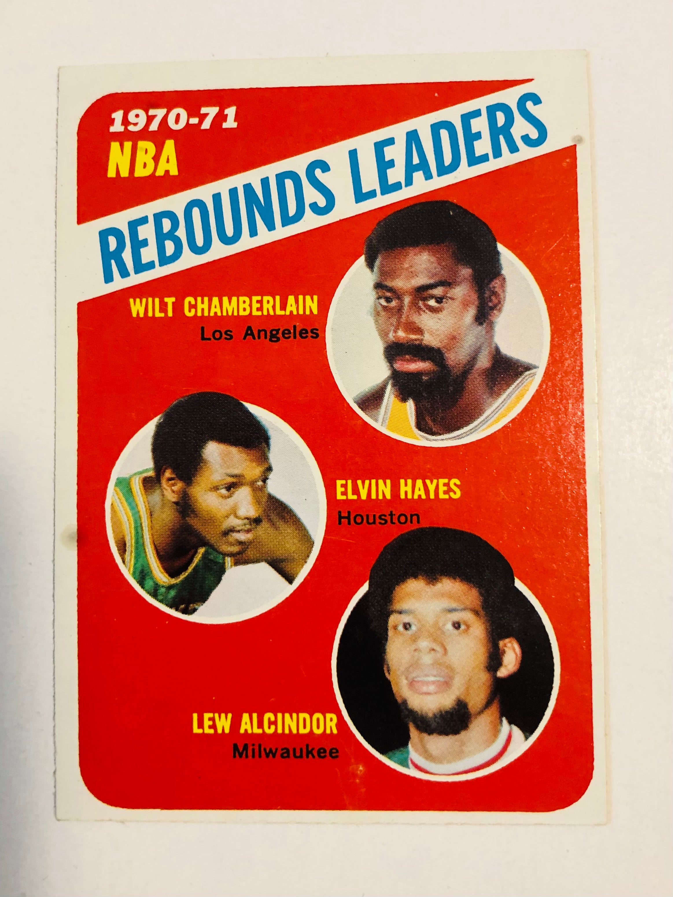 Kareem Abdul Jabbar and Wilt Chamberlain Rebound leaders basketball card 1971