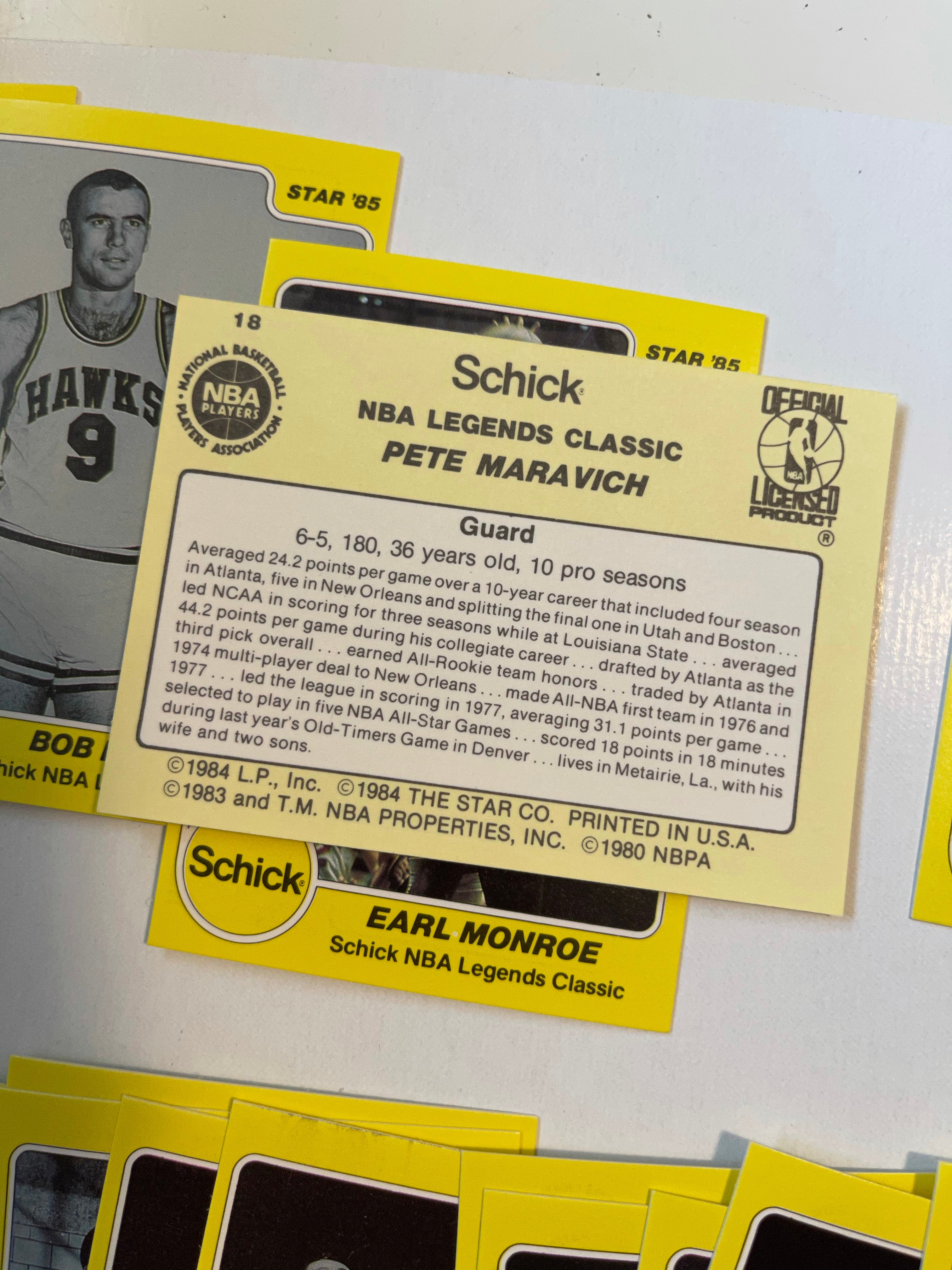 1985 Schick Star basketball high grade basketball legends cards set