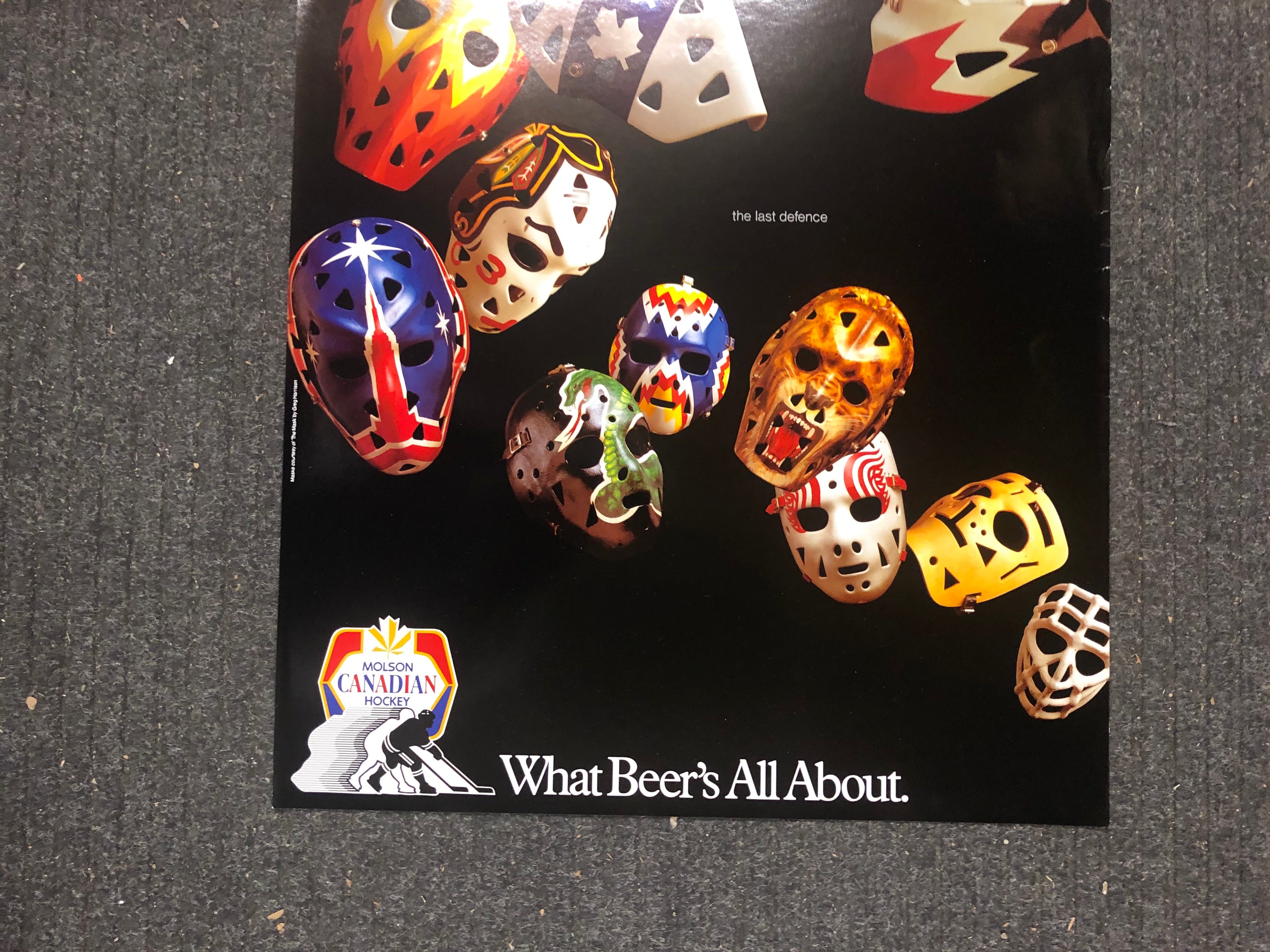 NHL hockey Goalies rare Molsons Canadian Beer poster 18x24