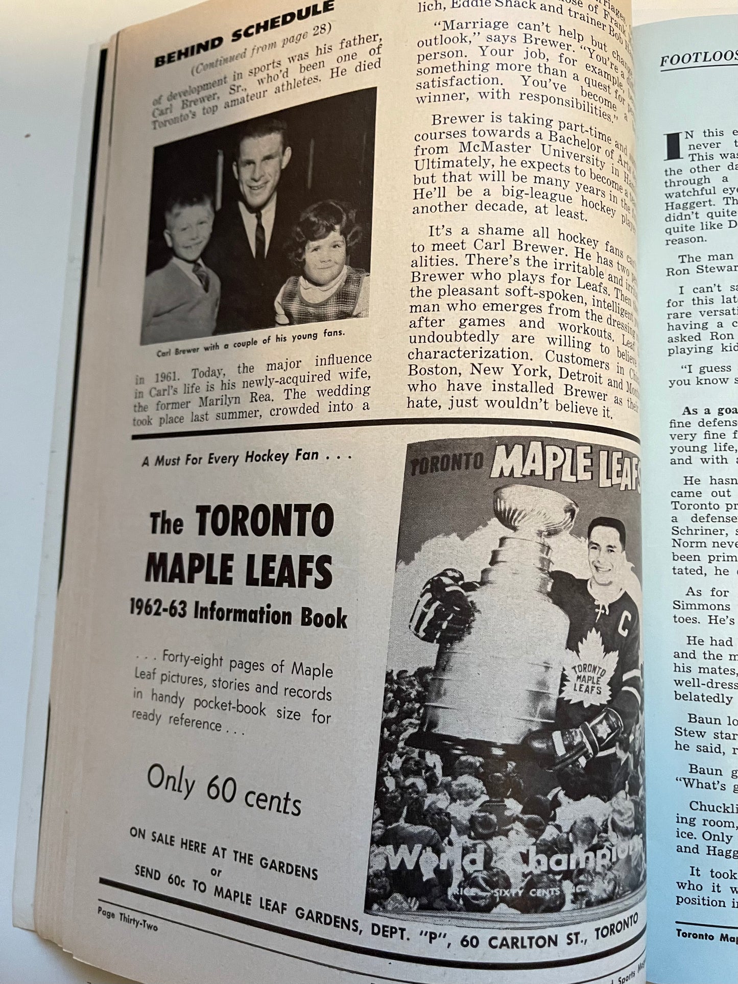 Maple Leaf Gardens original game program Leafs vs Canadiens 1963