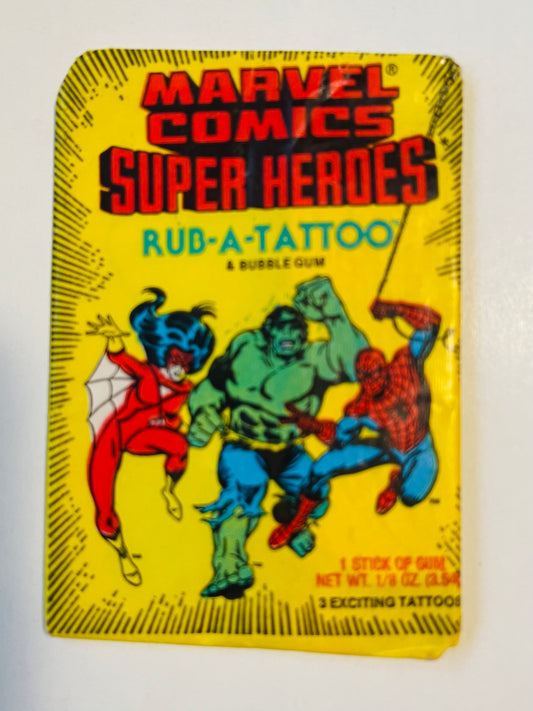 Marvel comics superheroes Rub a tattoo rare pack 1980