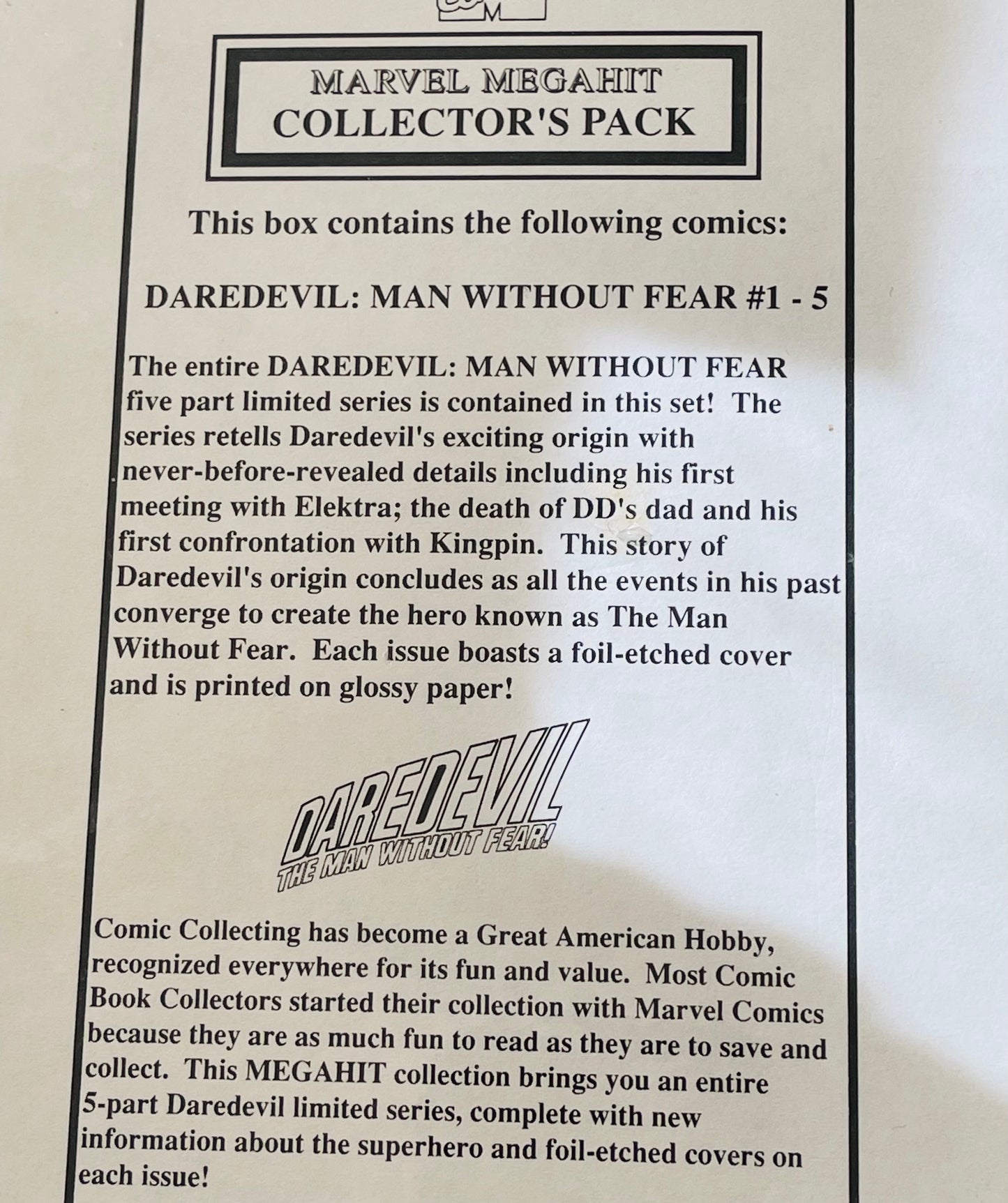 Daredevil Man Without Fear 1-5 factory sealed comic pack