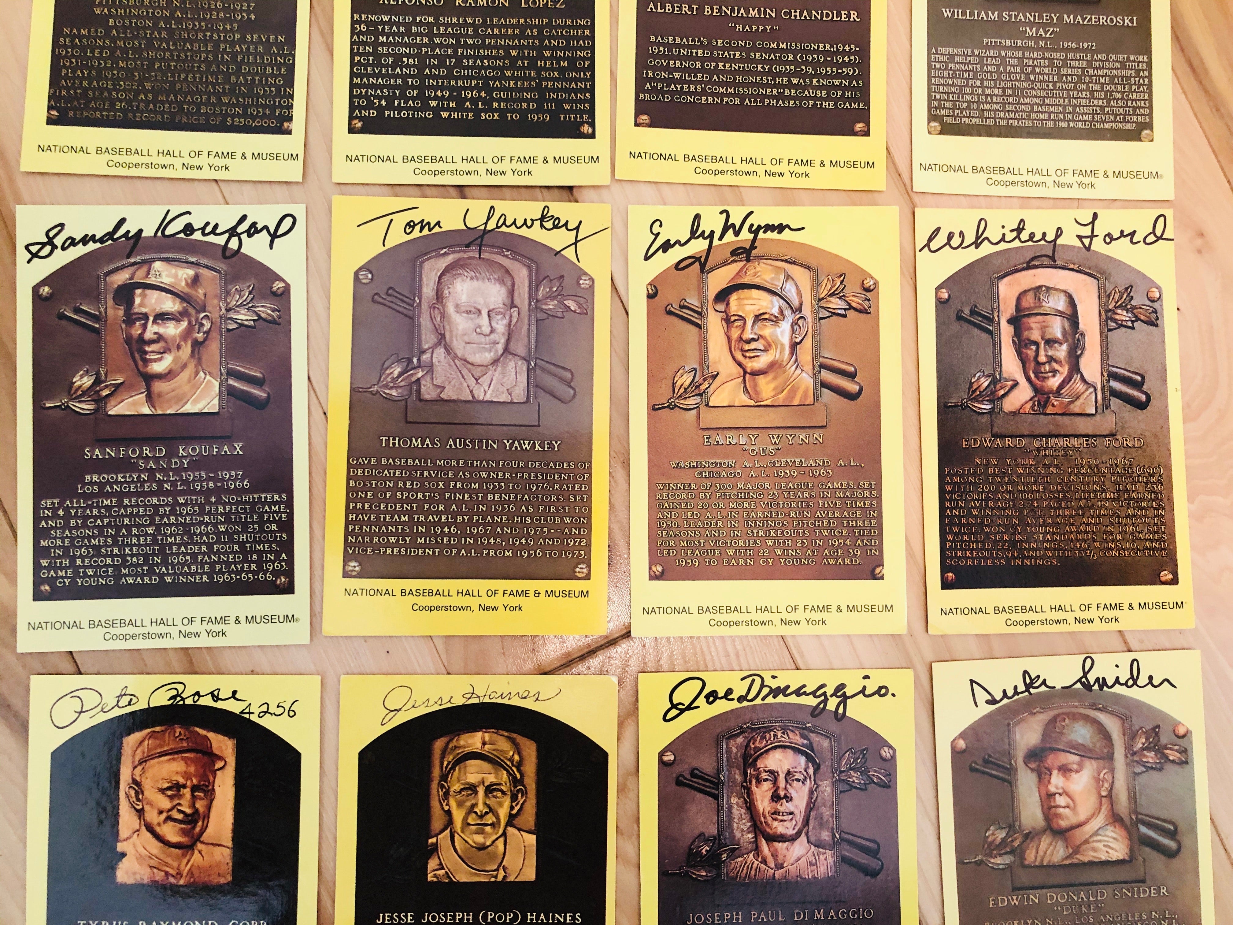 Baseball Hall of Fame 12 signed postcards by legends with COA