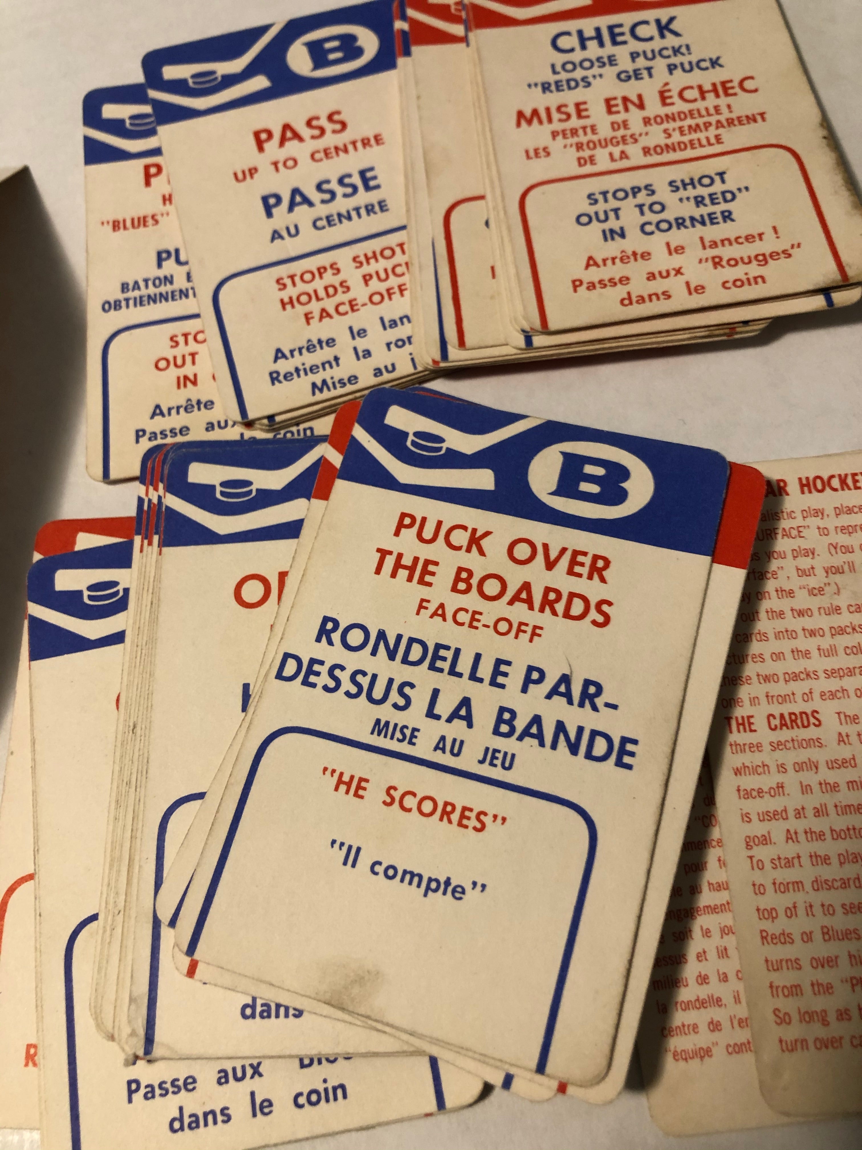1962 hockey games cards deck set
