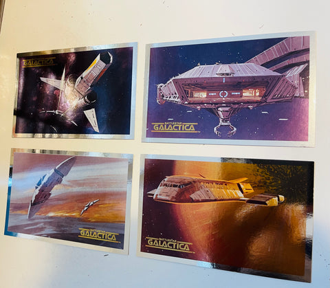 Battlestar Galactica rare 4 foil cards insert set 1997