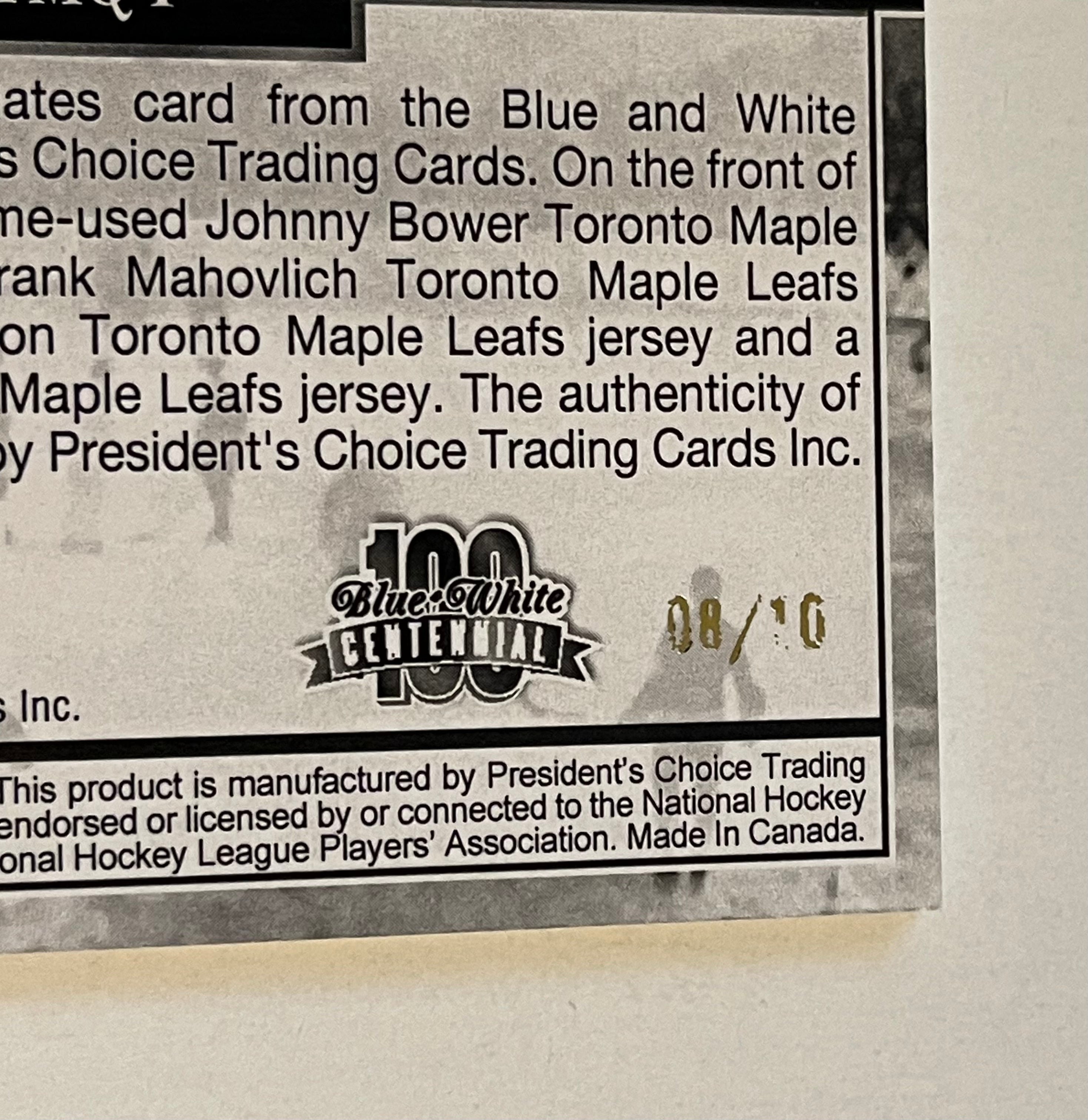 Toronto Maple Leafs hockey legends rare quad memorabilia insert hockey card 2016