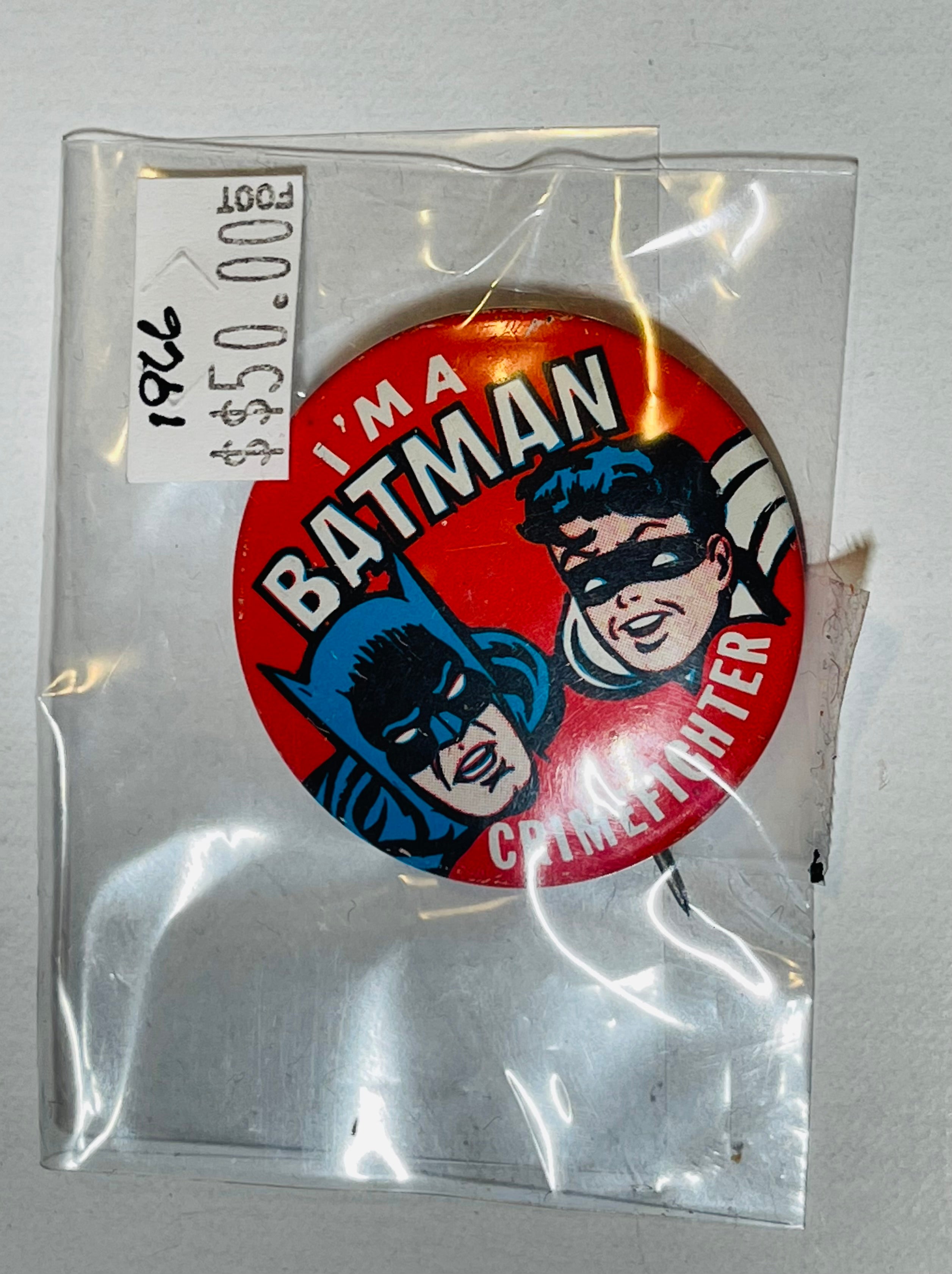 Batman rare Crimefighter original button 1966