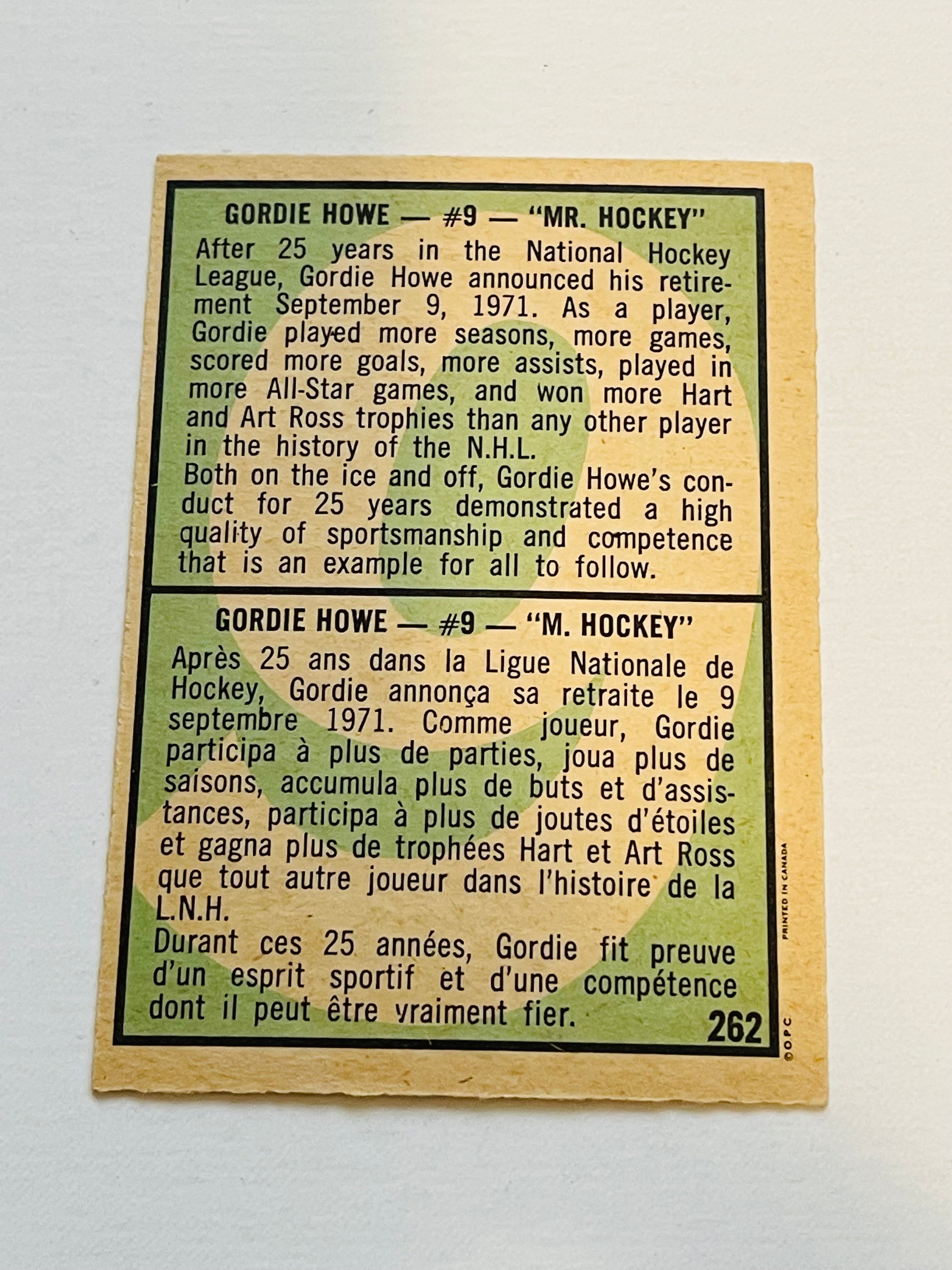 Gordie Howe Mr. Hockey opc card 1970