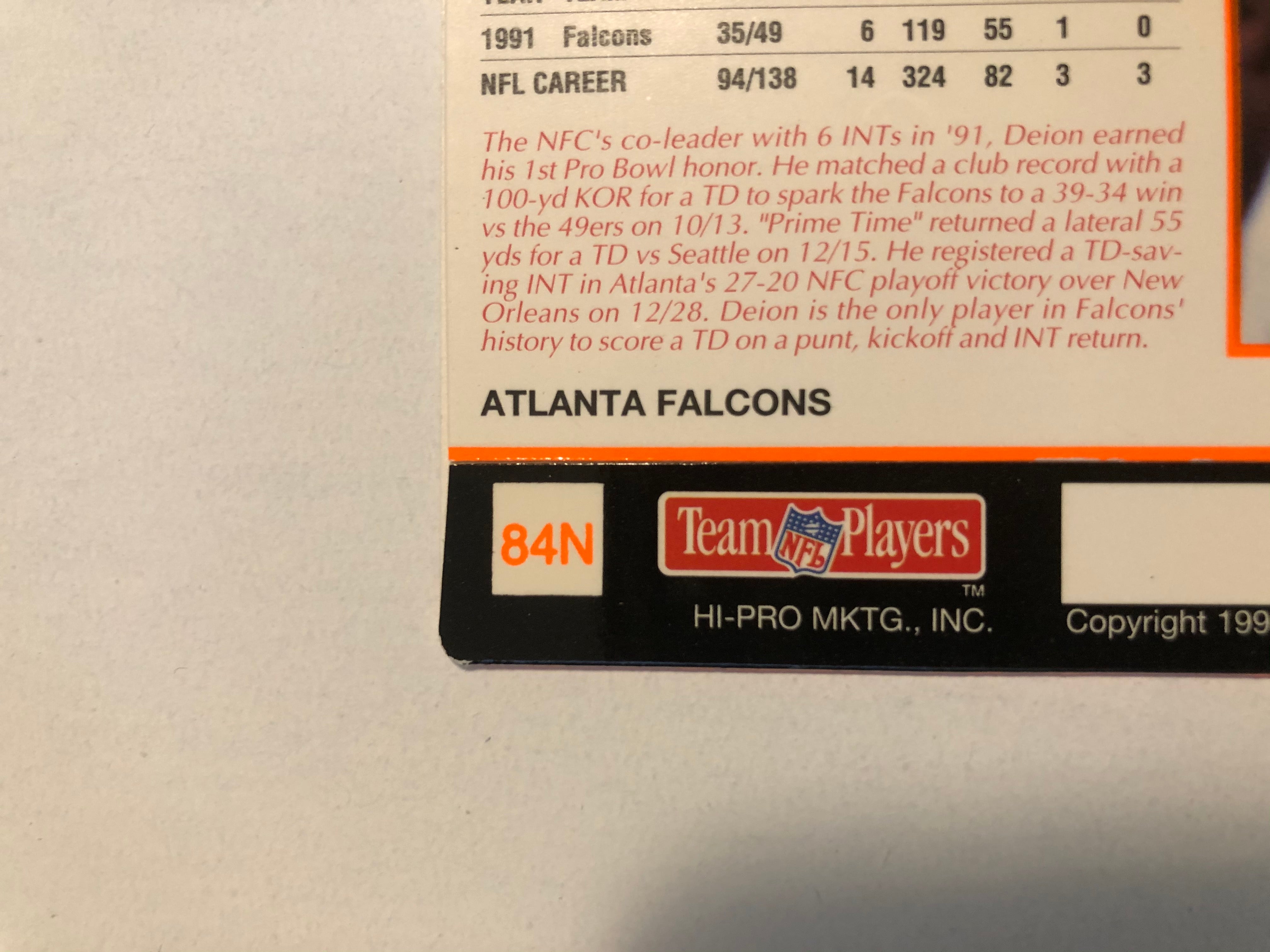 Deion Sanders rare action Packed football insert card 1992