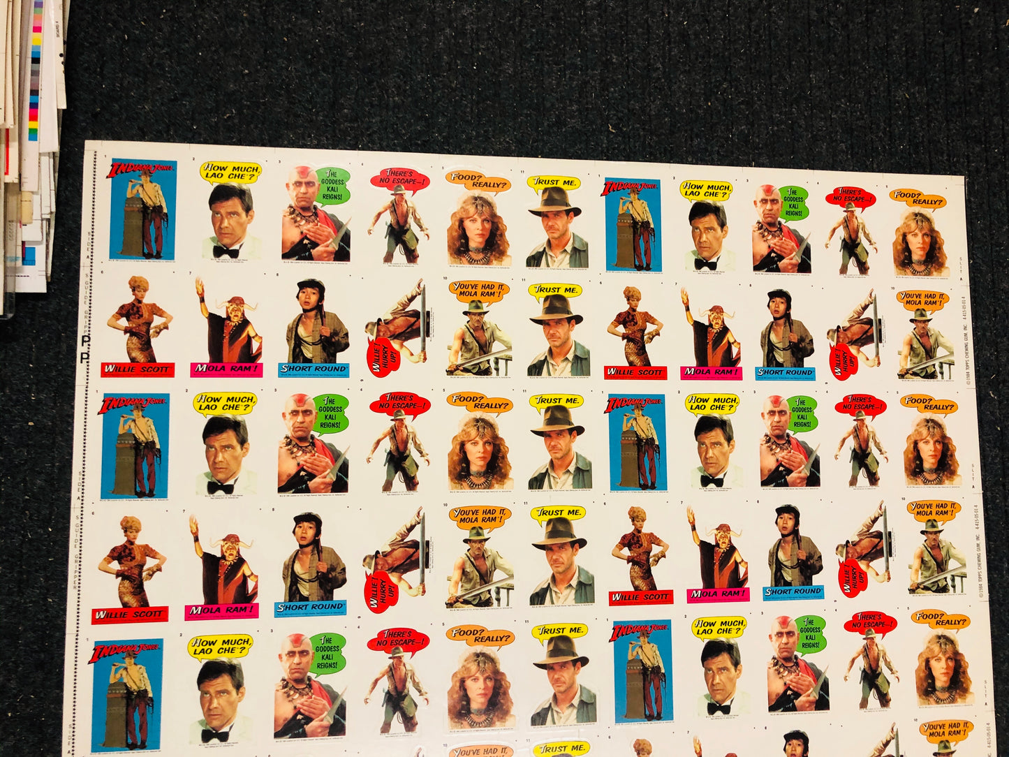 1984 Topps Indiana Jones and the Temple of Doom movie stickers uncut sheet