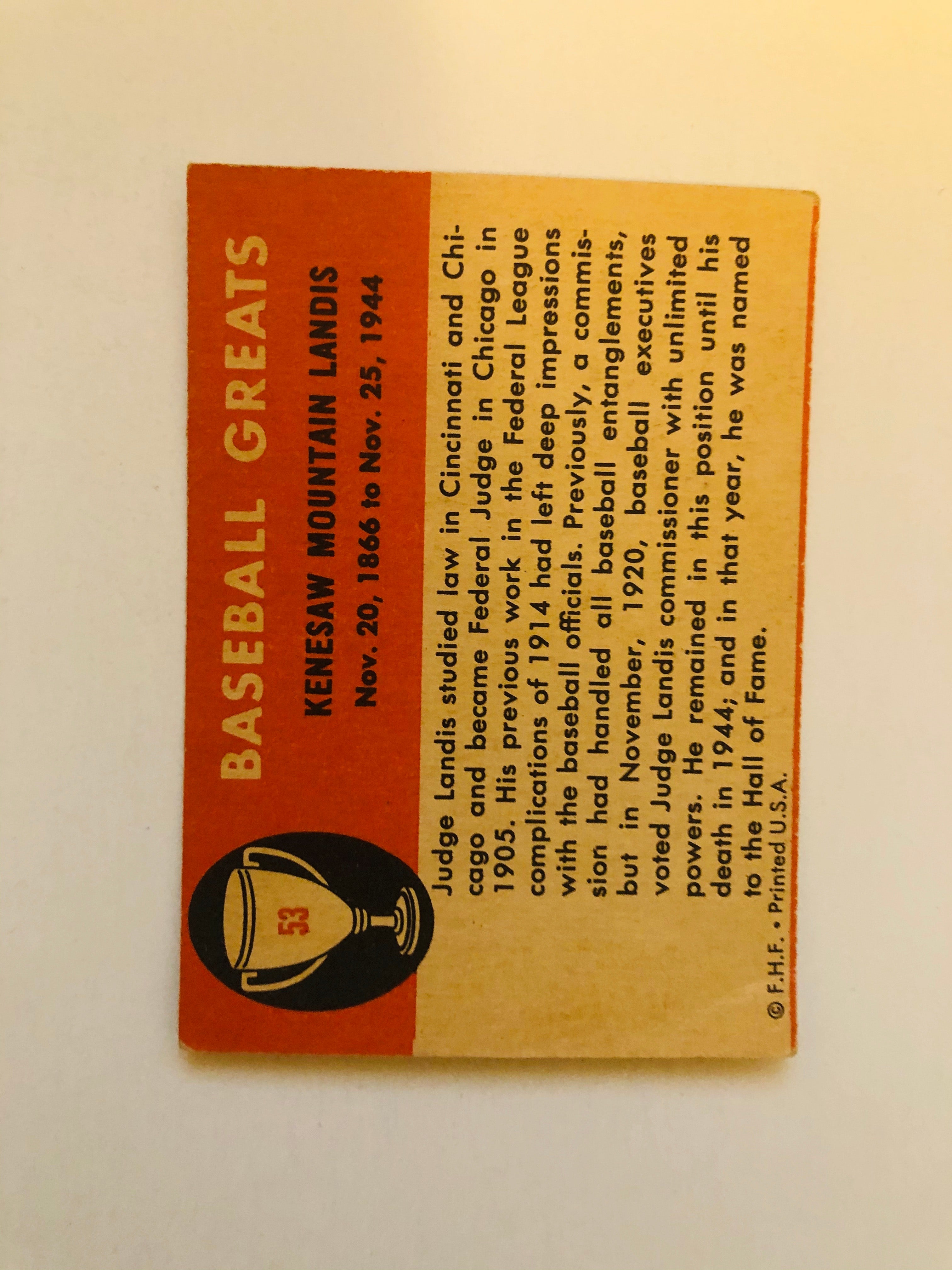 1961 Fleer Judge Landis rare baseball card