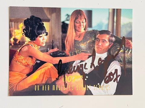 James Bond George Lazenby rare signed card with COA
