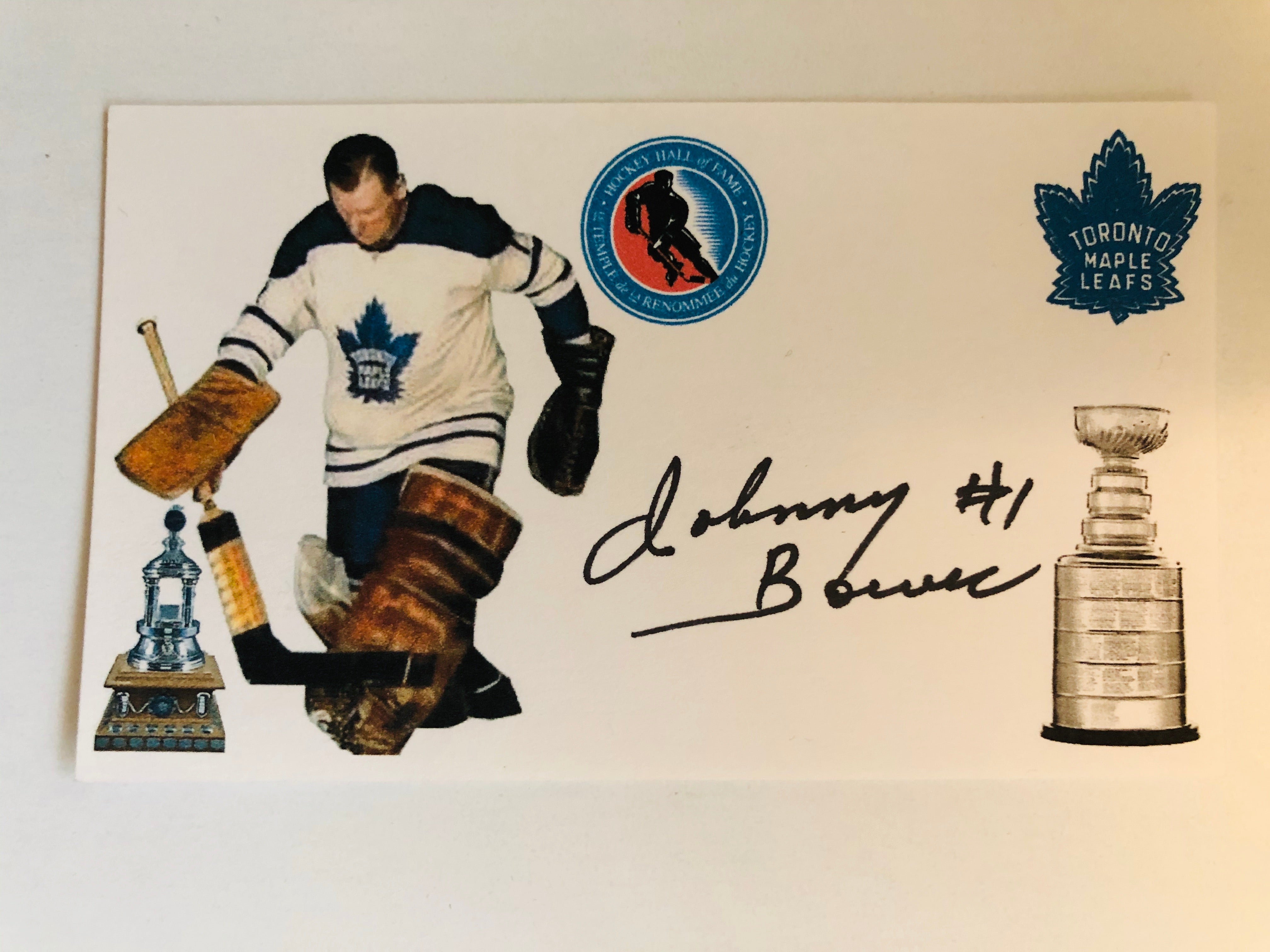 Toronto Maple Leafs Johnny Bower signed photo with COA