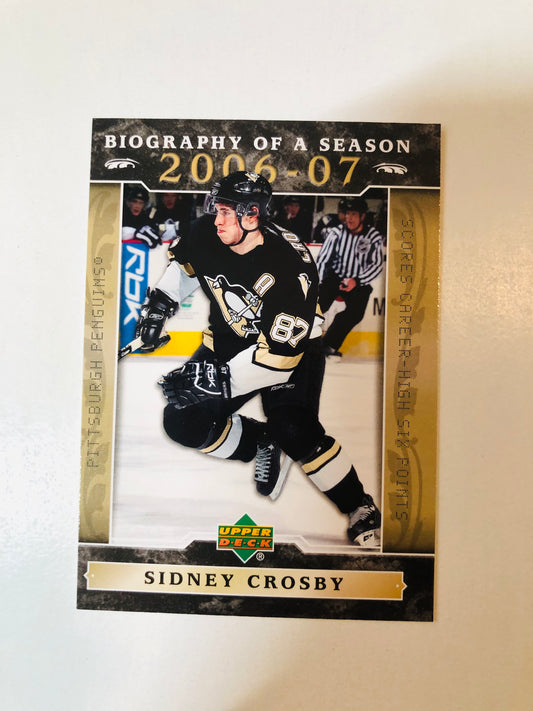 2006 UD Sidney Crosby Biography of the season high grade hockey card