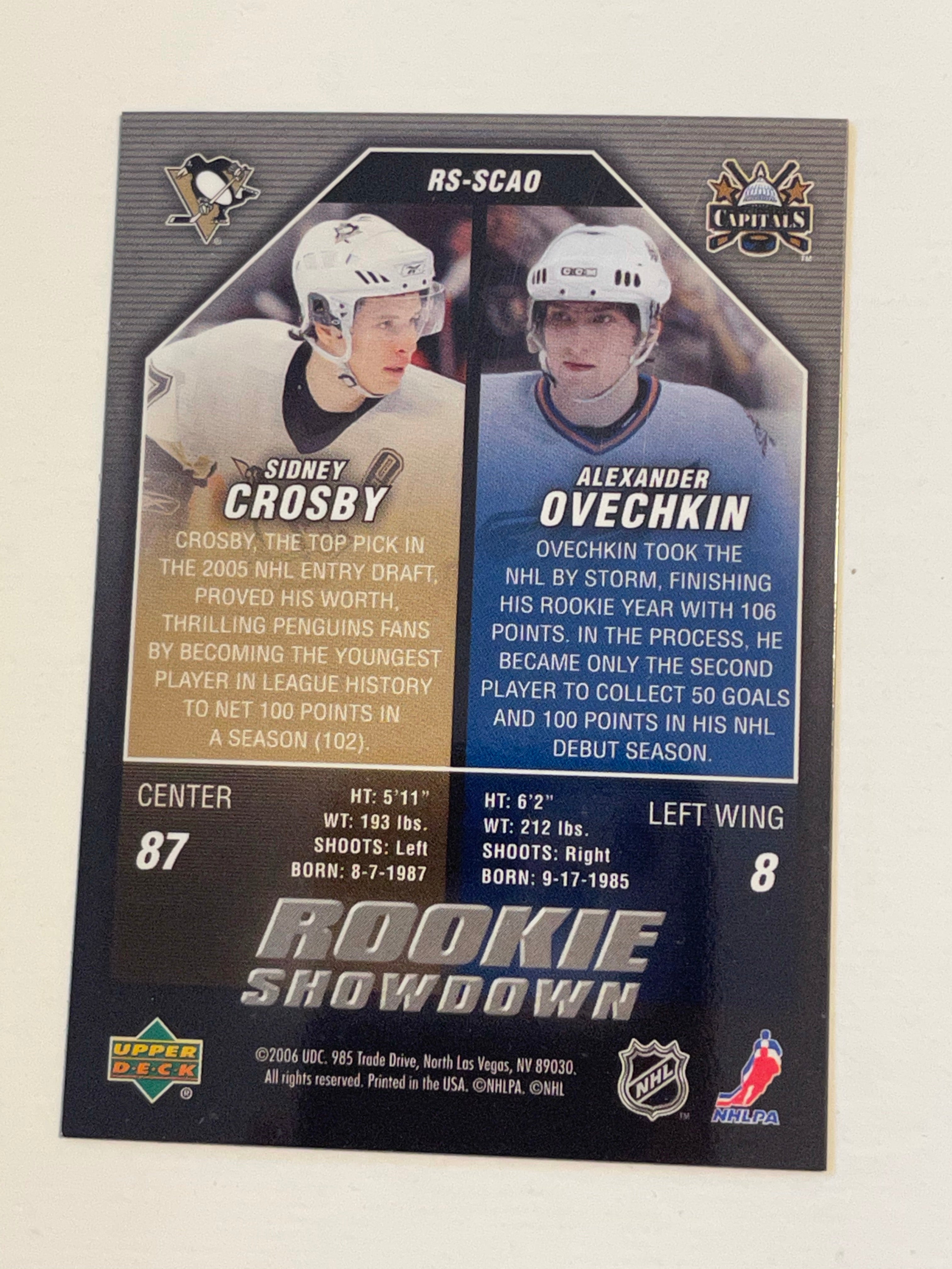 Sidney Crosby/Alexander Ovechkin Upper Deck  rookies lenticular hockey Card 2005/06