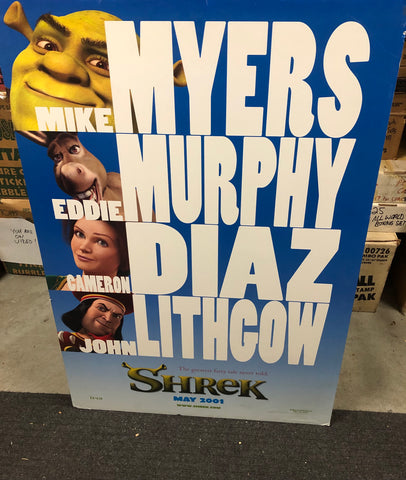 Shrek movie vintage large movie poster on foam core back 27x40 from 2001