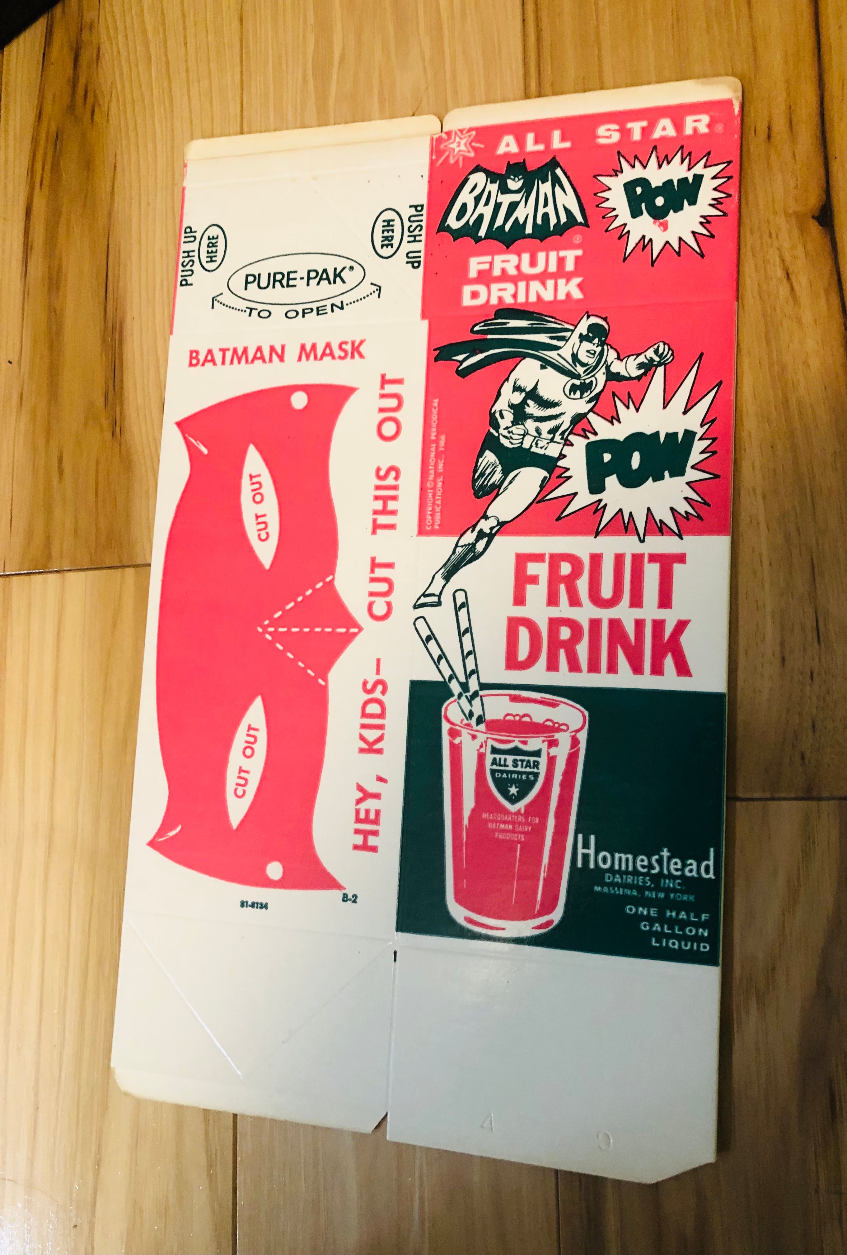 1966 Batman Flat Original milk carton