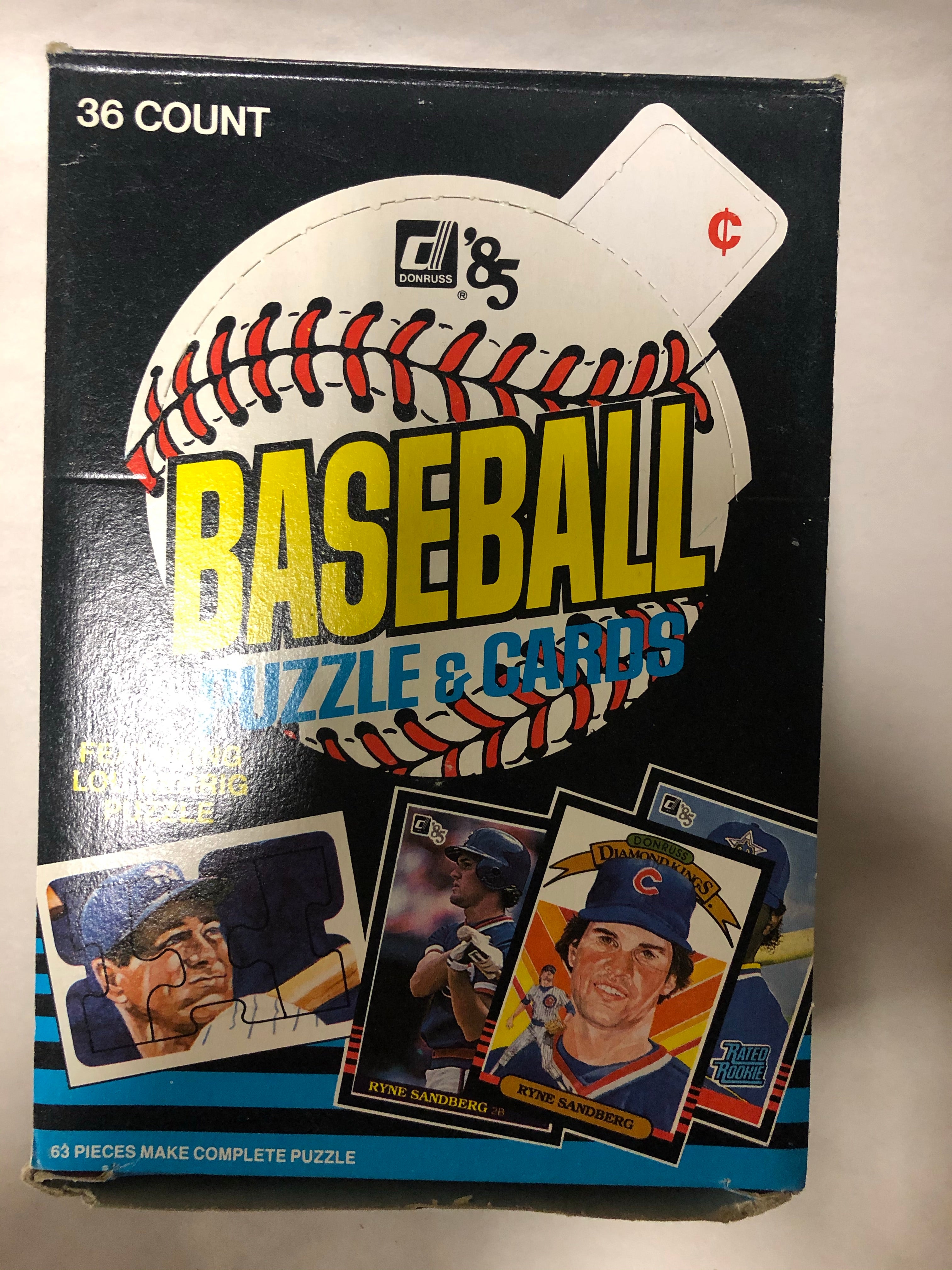 1985 Donruss Baseball cards 36 packs box
