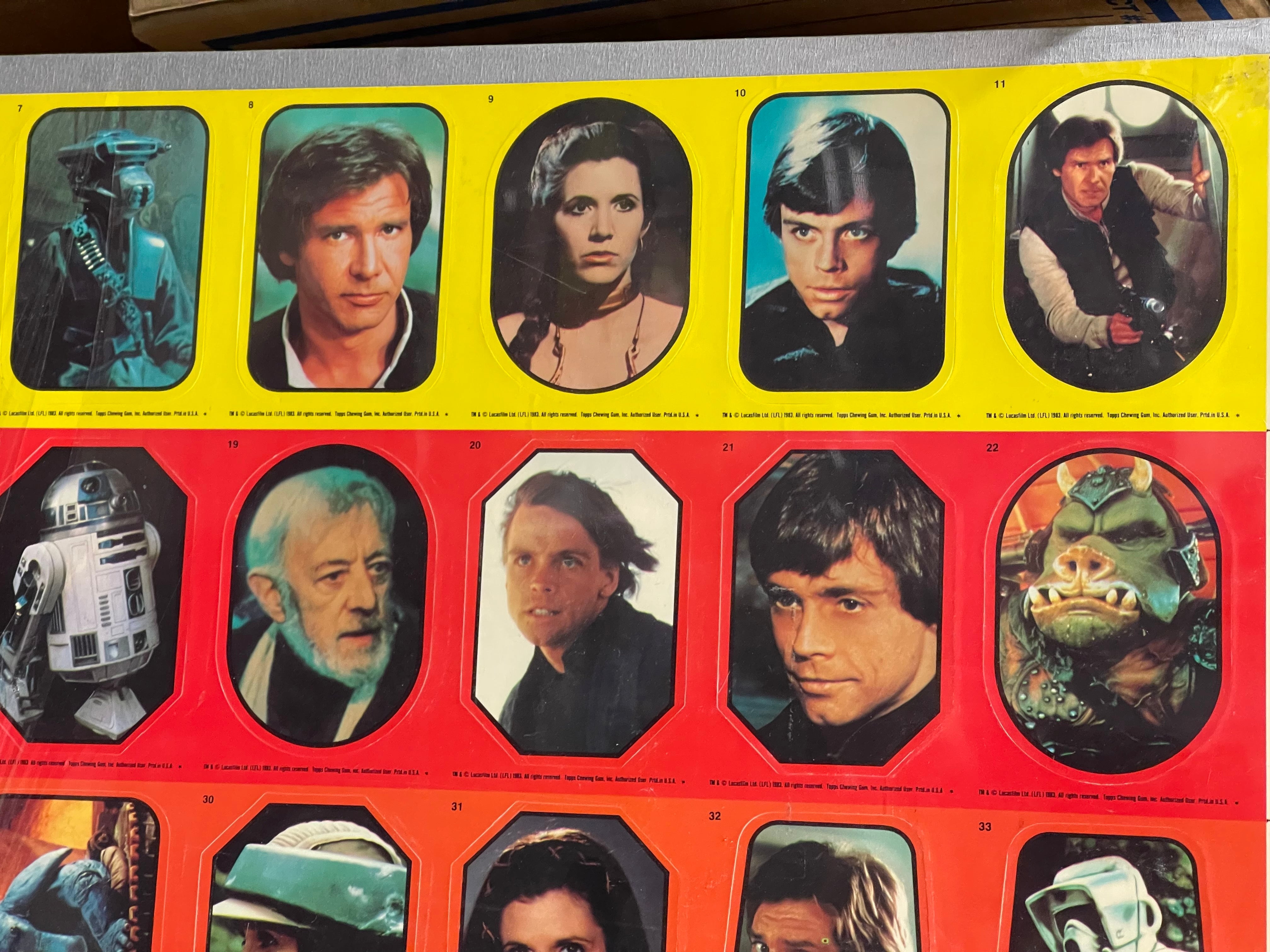 Star Wars Return of the Jedi rare matted  uncut stickers sheet set  1983