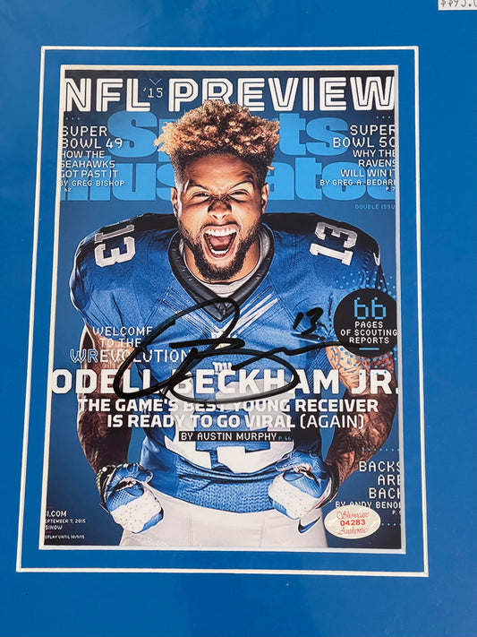 Odell Beckham Jr rare autograph football photo with COA