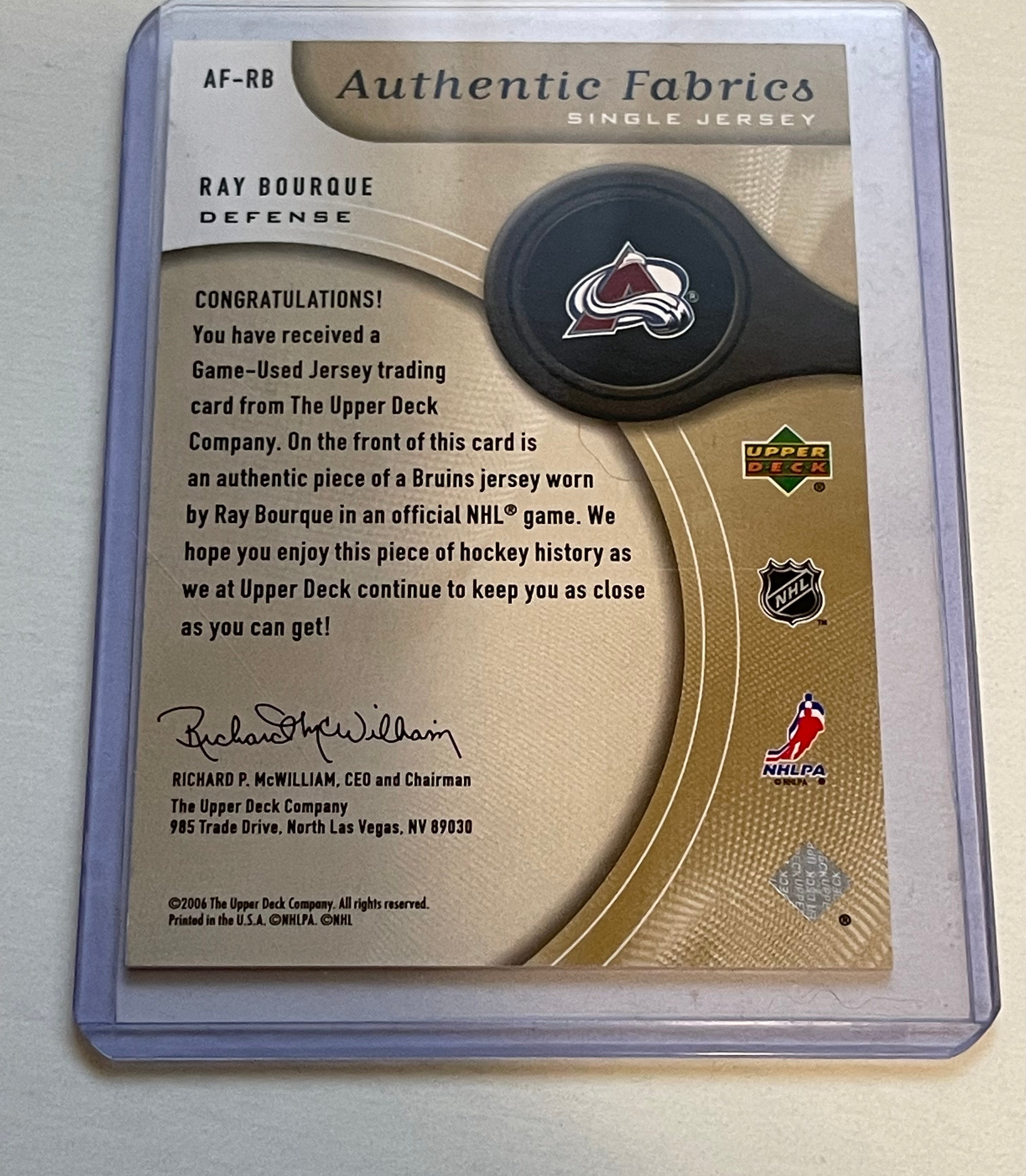 Ray Bourque hockey jersey insert card