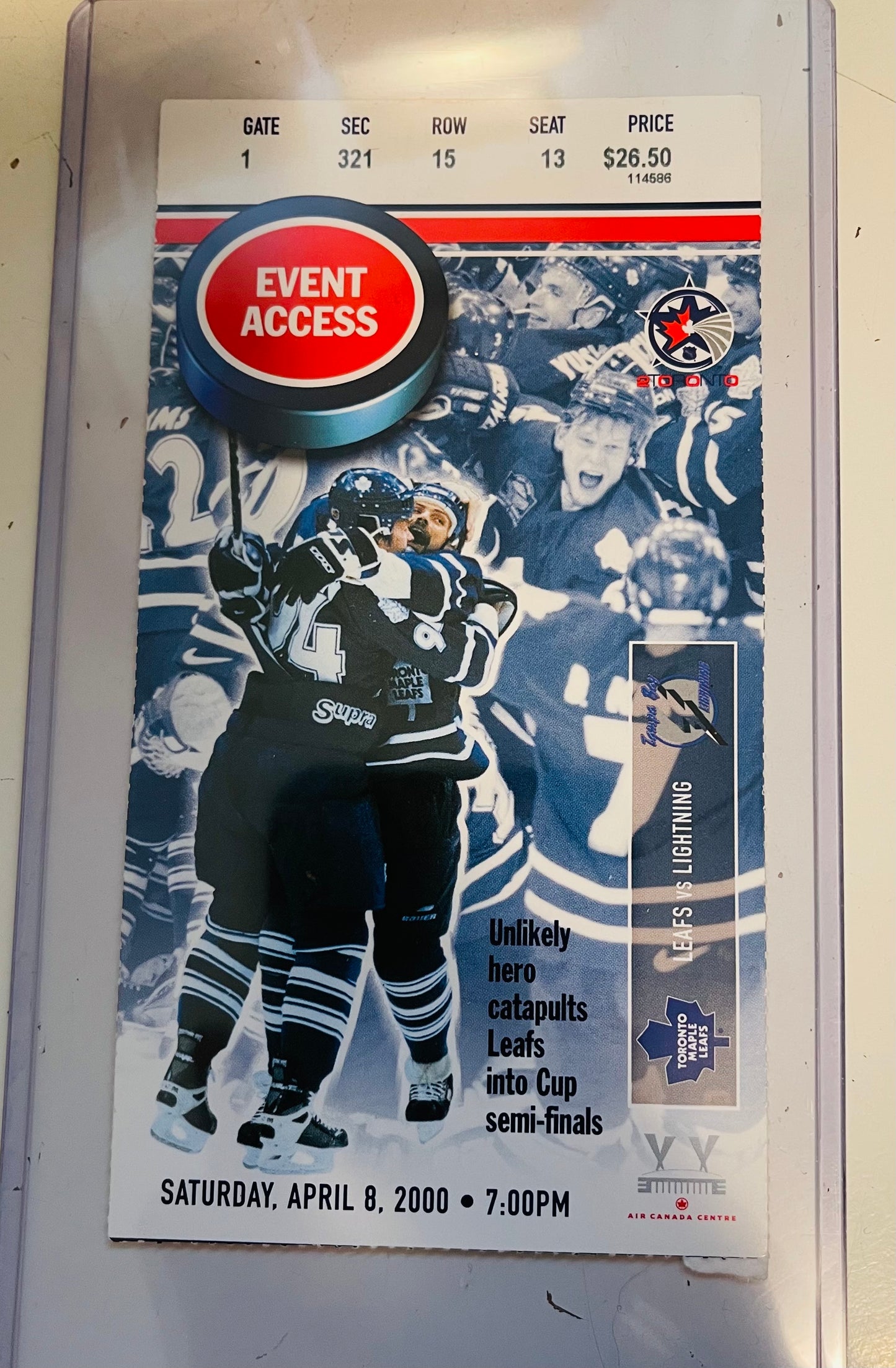 Toronto Maple Leafs playoff game original ticket 2000