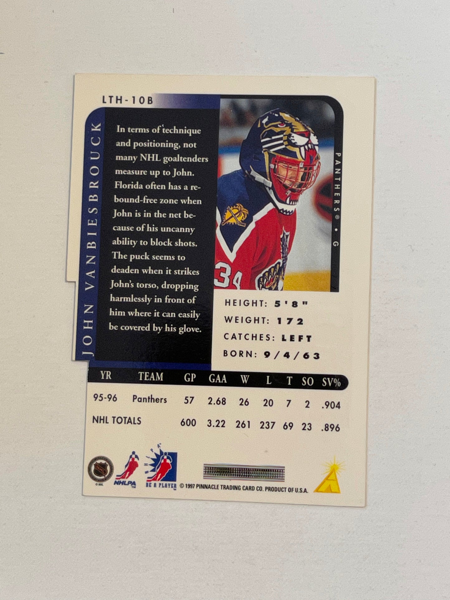 John Vanbiesbrouck Score Pinnacle hockey autograph insert card 1997