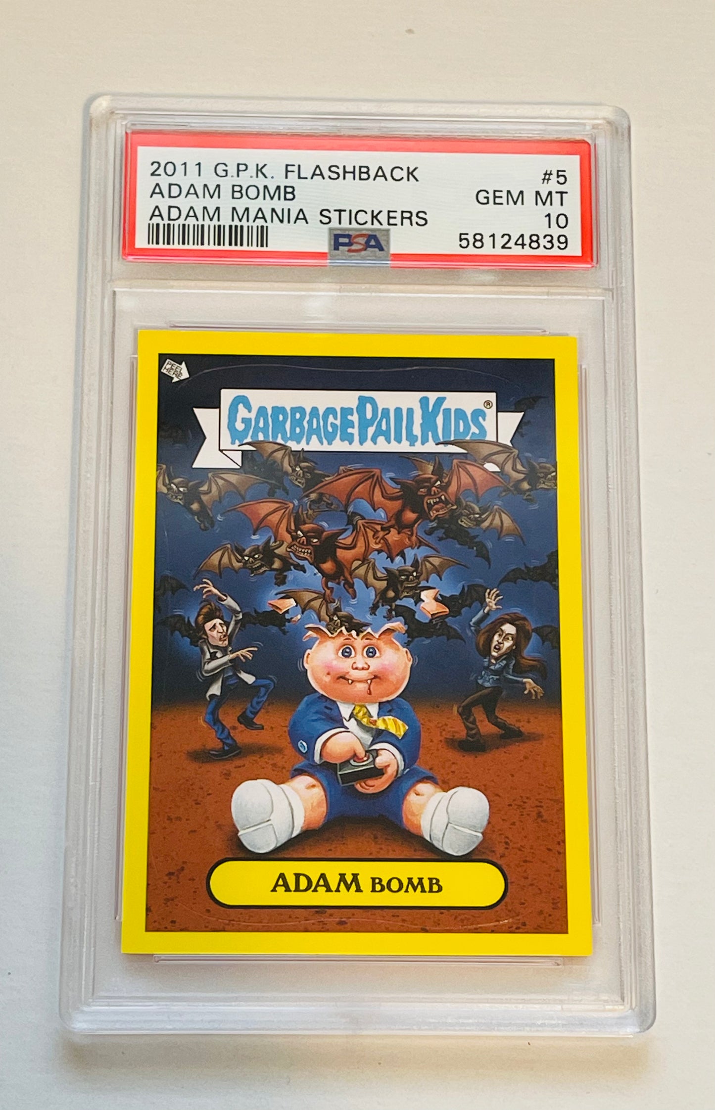 2011 Garbage Pail Kids Flash back Adam Bomb PSA 10 high graded card