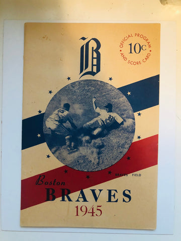 1945 Boston Braves baseball rare program scorecard